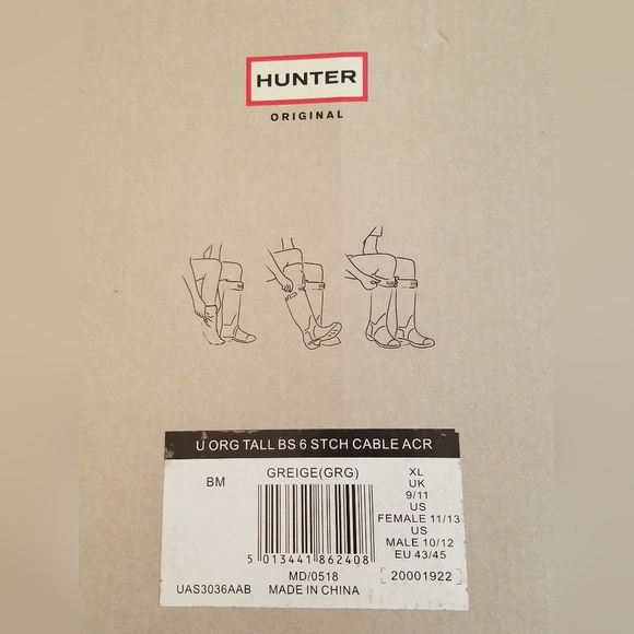 NIB Hunter Boot Socks Cable Gray Size XL Men's 10-12 Women's 11-13 - Picture 8 of 10